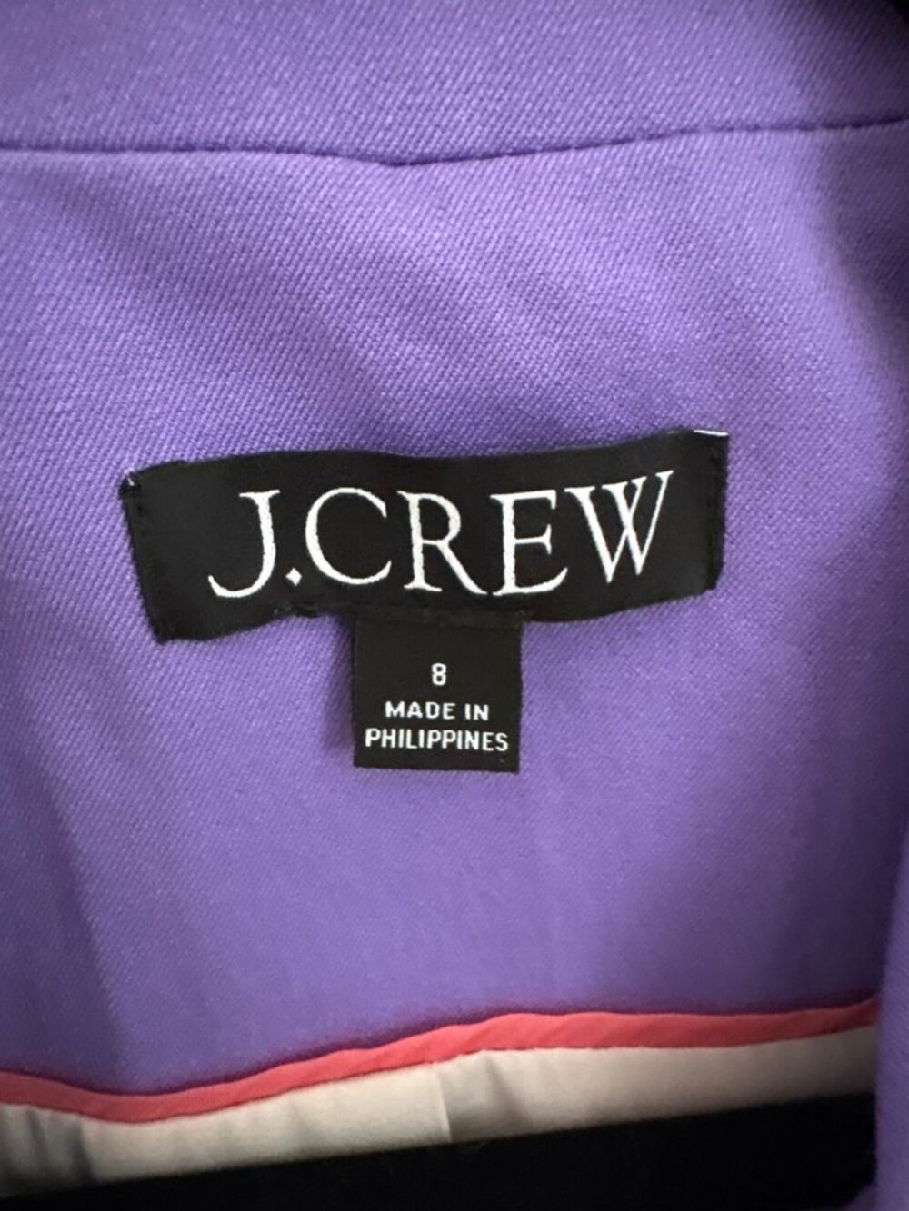 J.Crew Purple Double-Breasted Blazer — Peak Lapel, Flap Pockets, Size 8